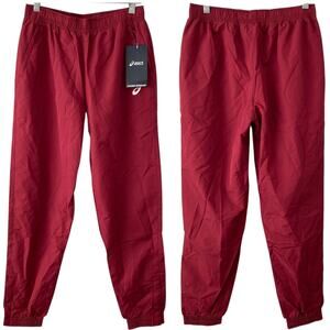 NEW ASICS Junior's Upsurge Windbreaker Jogger Track Pants Red Size XL Athleisure
